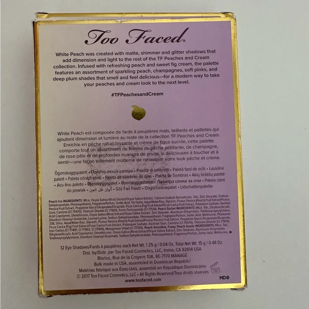 NIB Too Faced White Peach Eyeshadow Palette Multi-Dimensional Peach Shades